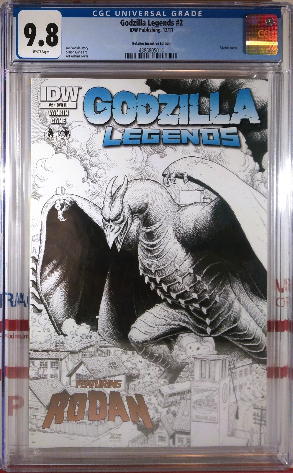 🟢🔥 CGC 9.8 NM/MT GODZILLA LEGENDS #2 RI 1:10 ARTHUR ADAMS SKETCH VARIANT RODAN