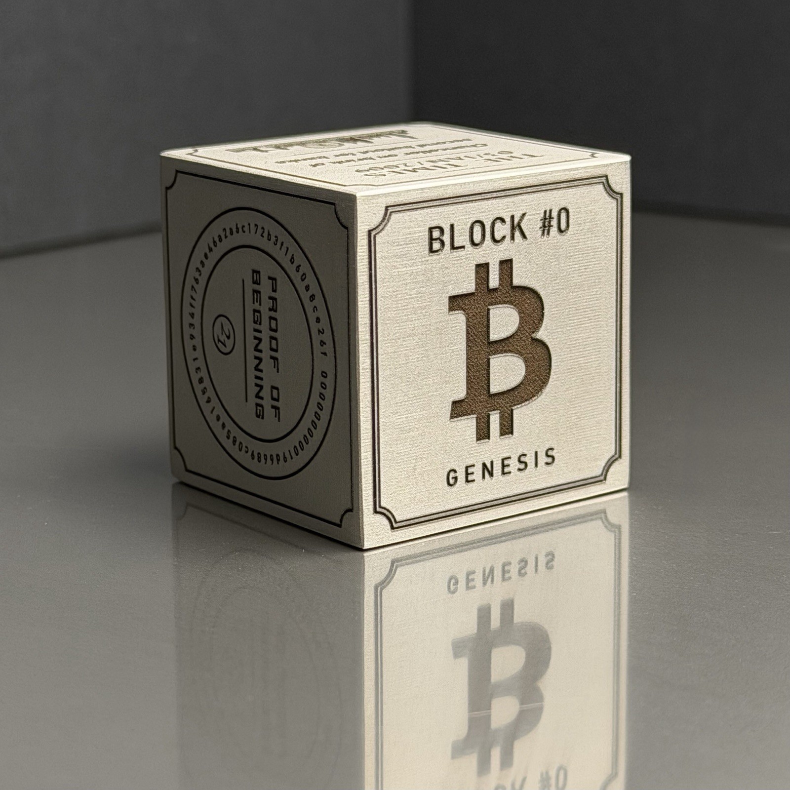 Finite by Design Block Zero | Genesis Block | 35mm Steel Cube | 210,000 SATS