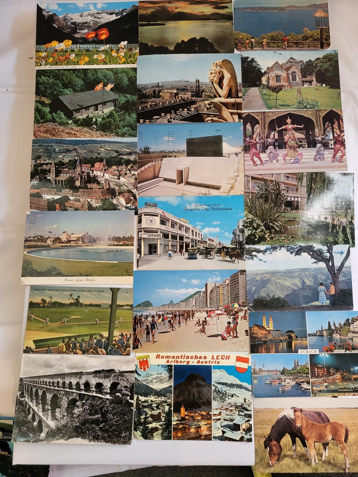 VINTAGE USED 19 MCM LOT OF FOREIGN POSTCARDS, MANY COUNTRIES, COOL STAMPS