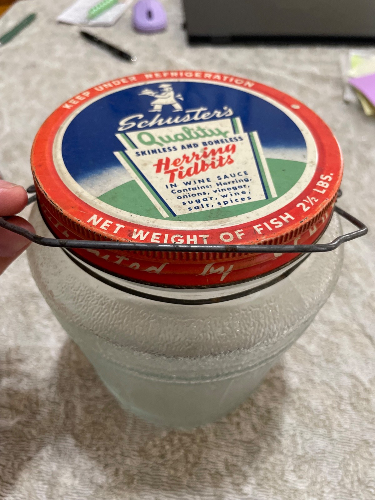 Schuster’s Quality Herring Tidbits 2.5 Pounds Glass Jar From Wisconsin