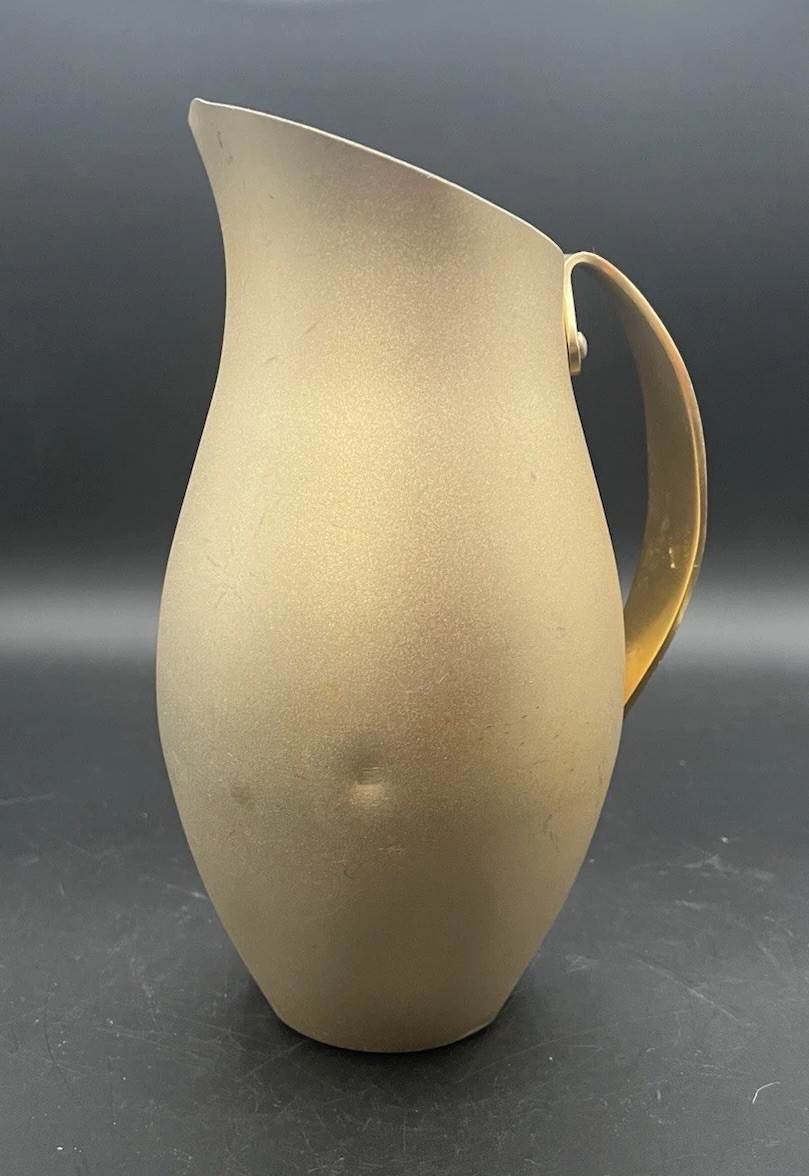 Mirro Pitcher Gold Colored Aluminum MCM Vintage 10”