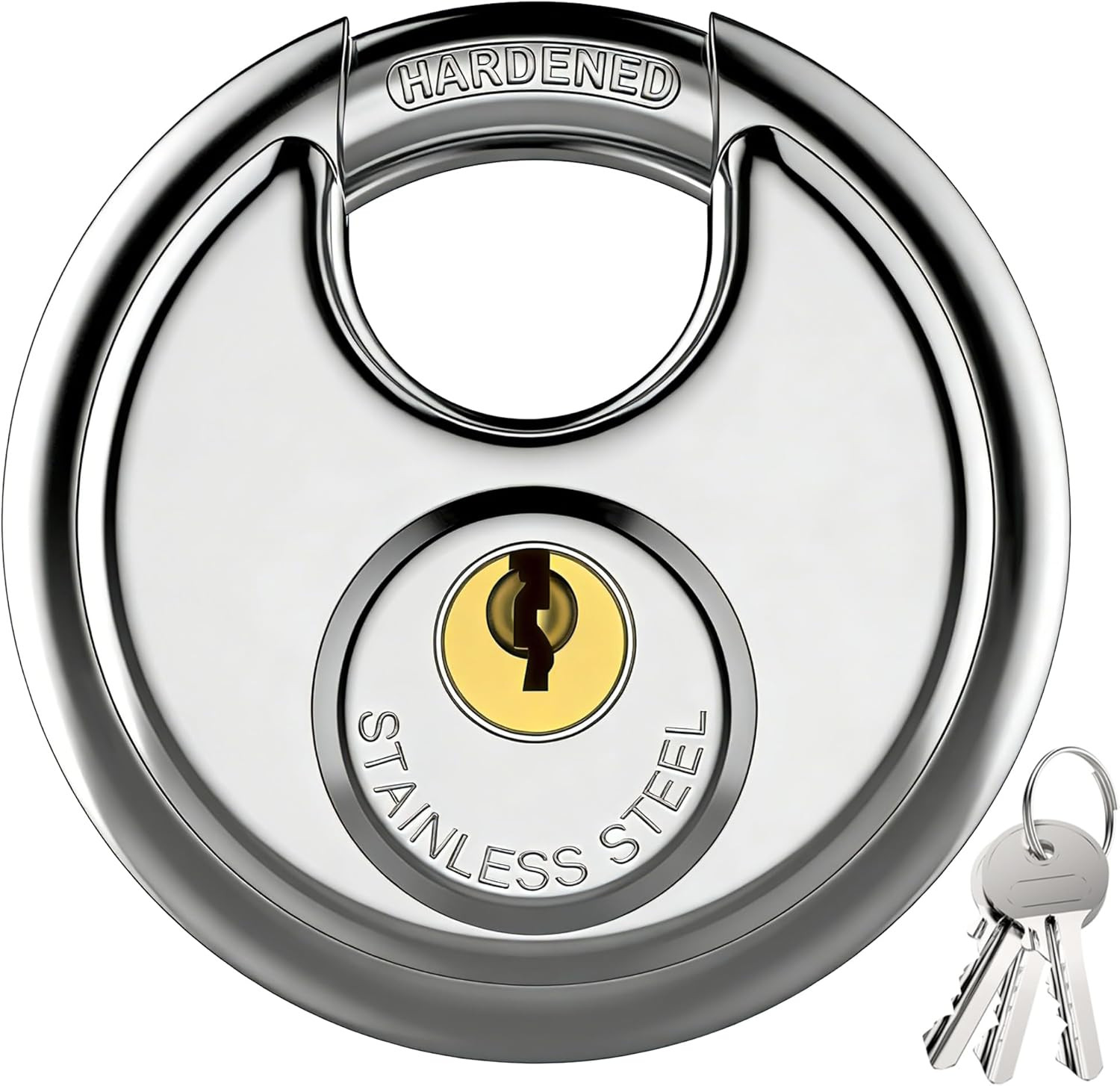Keyed Padlock, Stainless Steel Locker Lock Heavy Duty Locks with 3 Keys, Waterpr