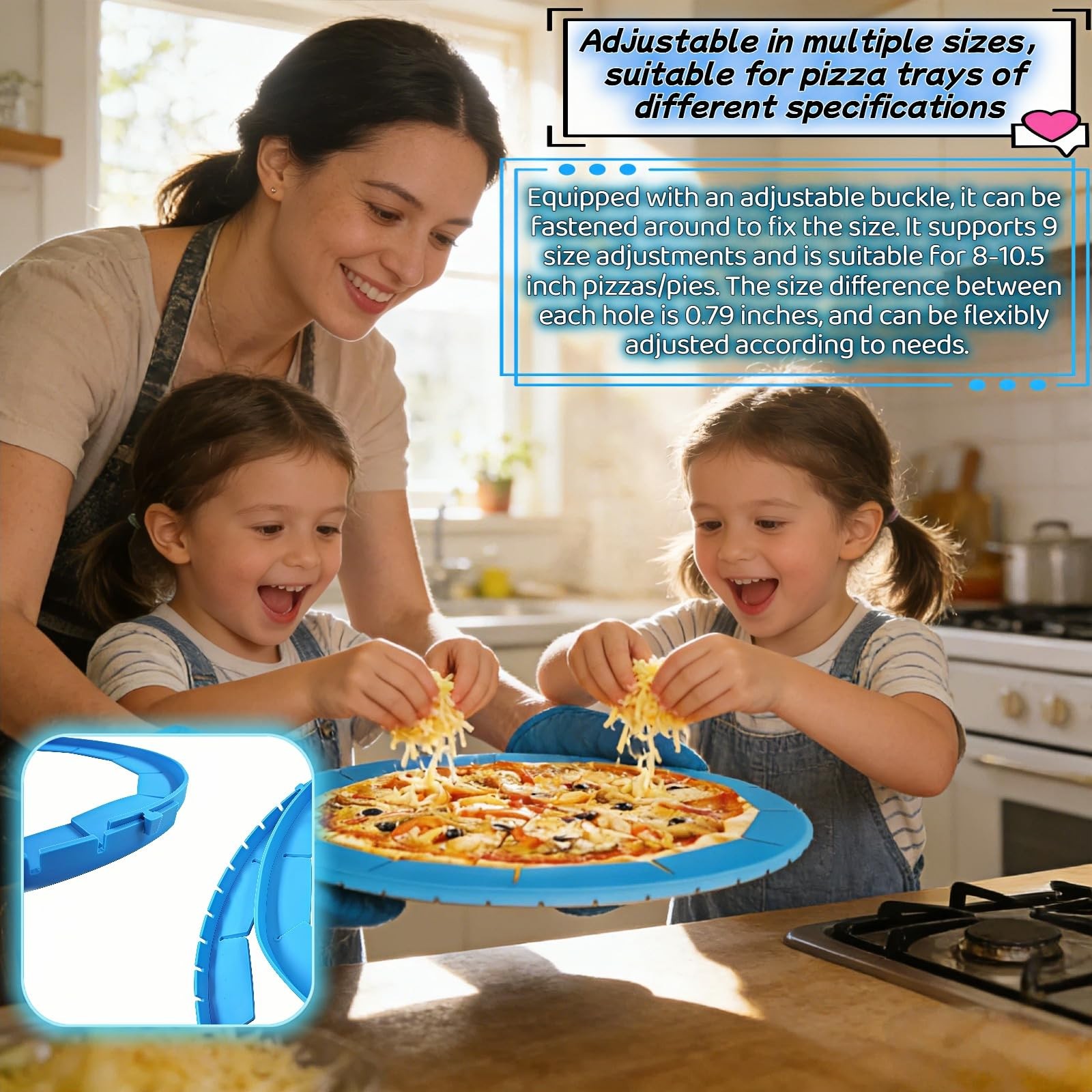 Blue Adjustable Silicone Pie Crust Shield 8-11.4 Inch Baking Protector