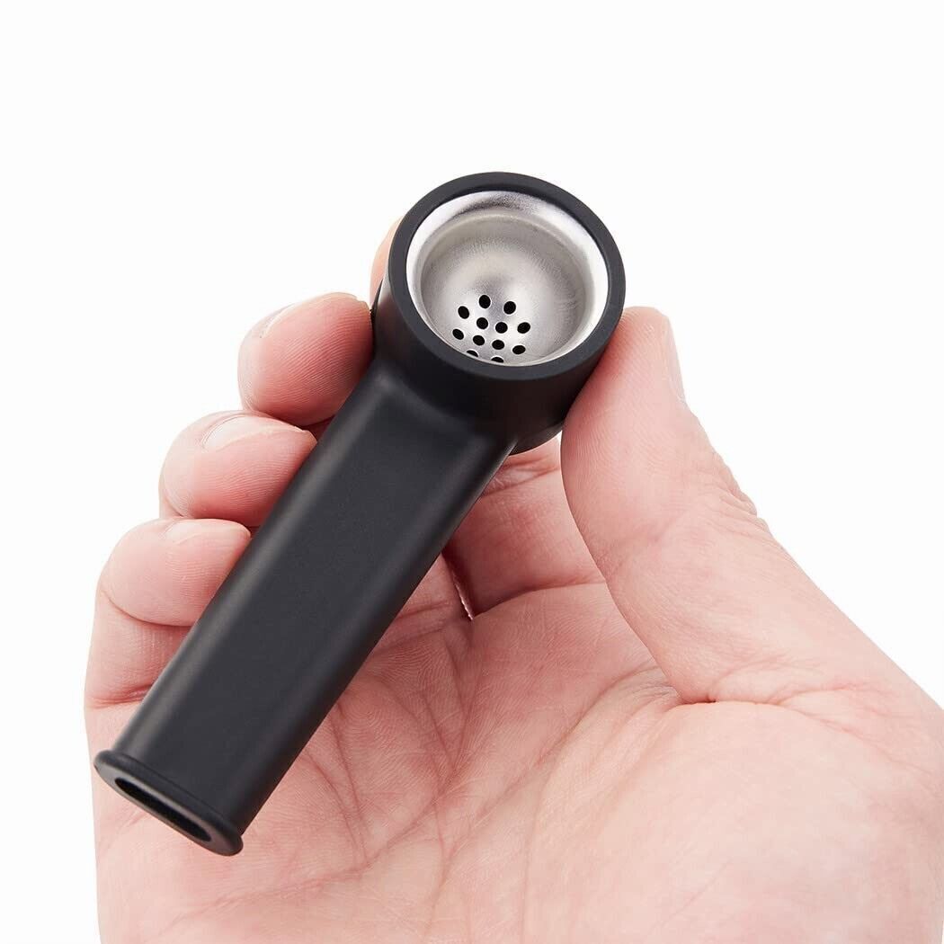 2Pack Black SILICONE SMOKING PIPE 4″ With Lid And Stainless Steel Screen 2026
