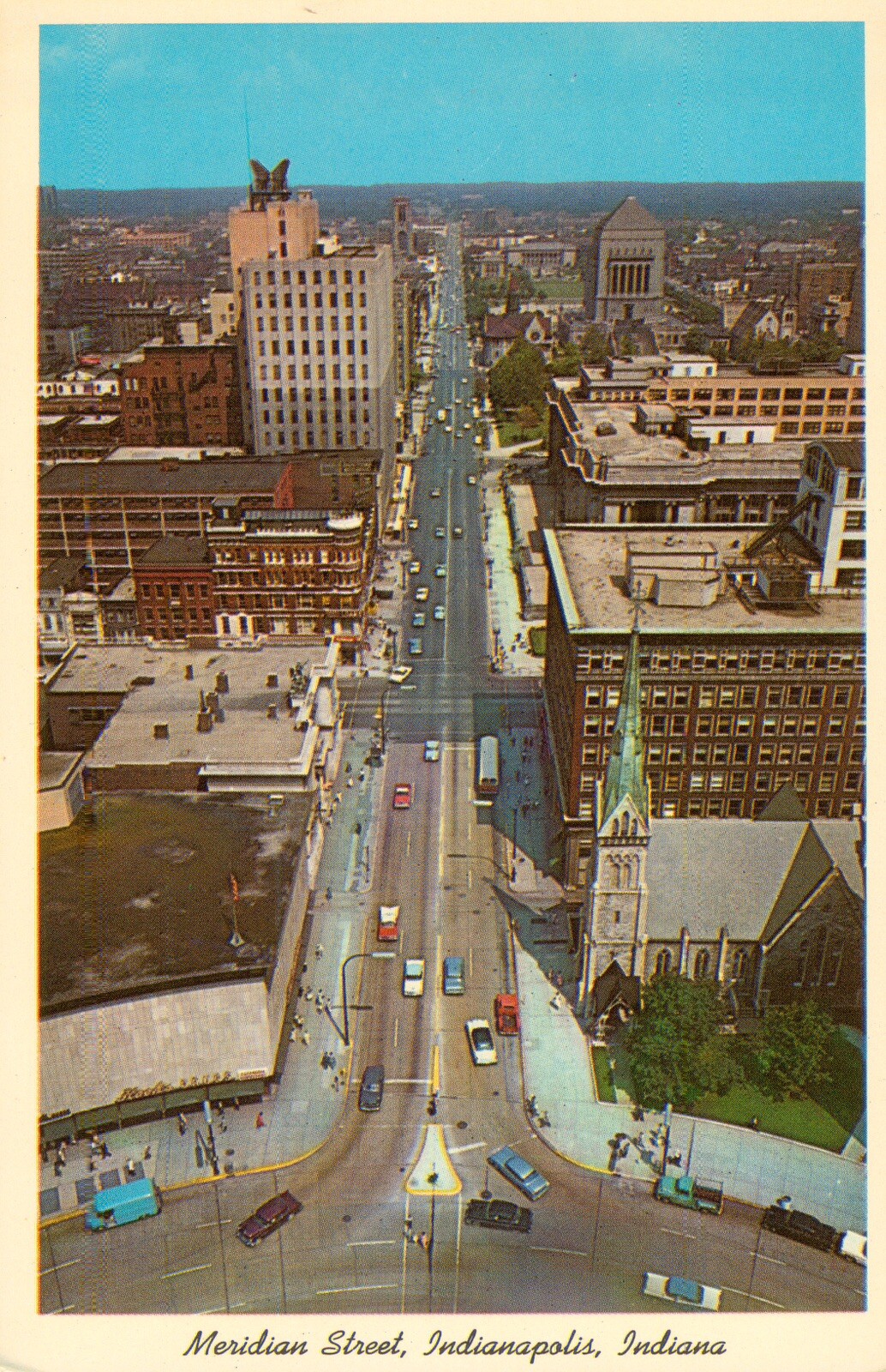 Meridian Street (aerial), Indianapolis, Indiana Postcard, Looking North c1960 N