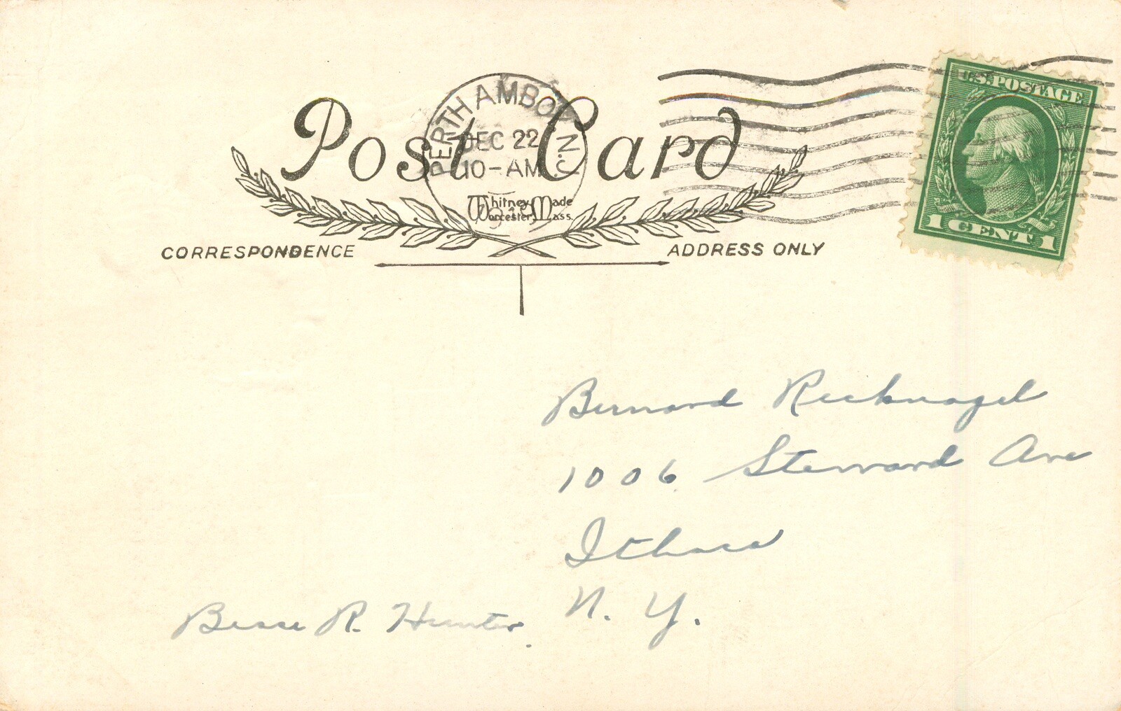 Embossed Coded Verse Christmas Antique Postcard 1900-1919 Santa Claus, Holly N