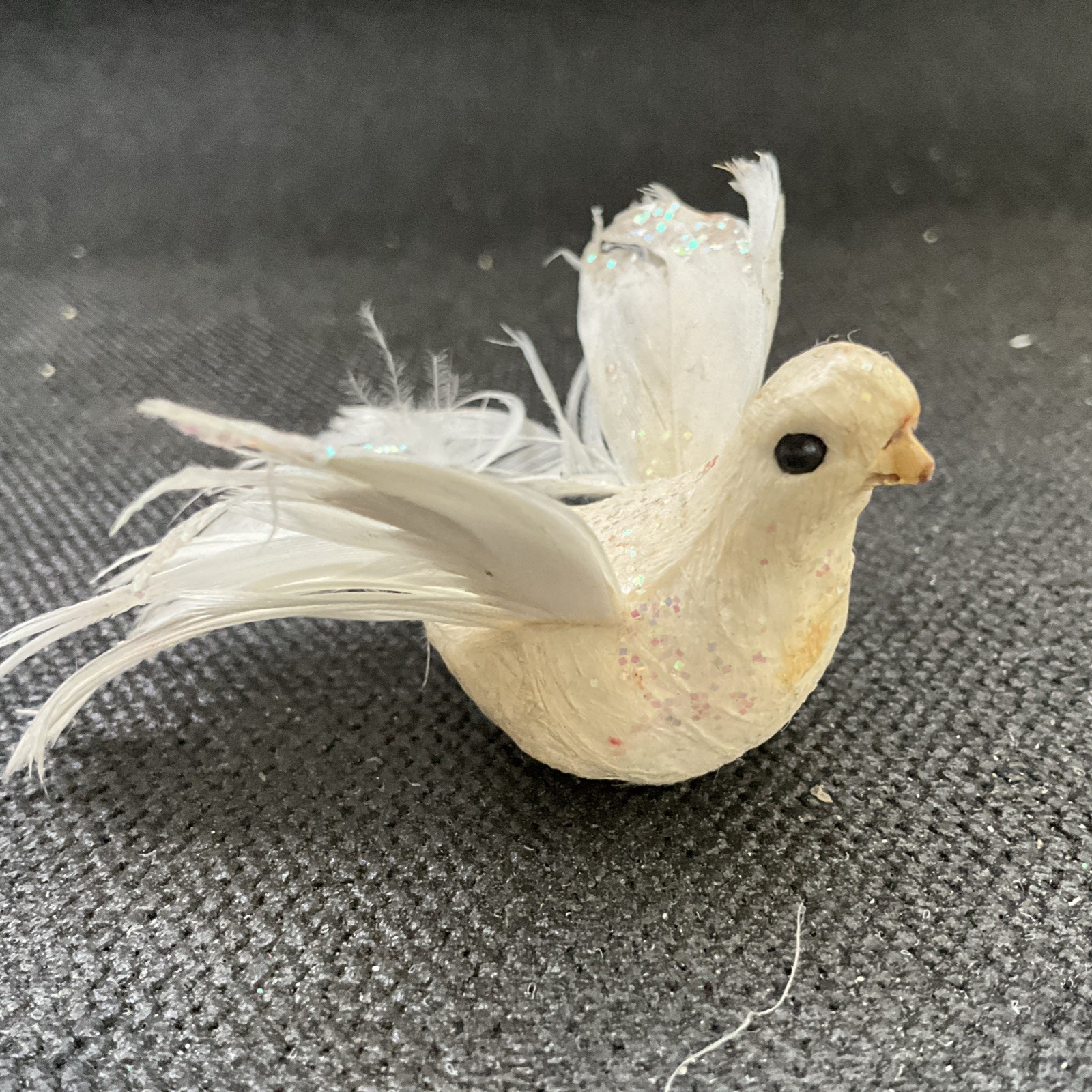 White glitter Bird ornament