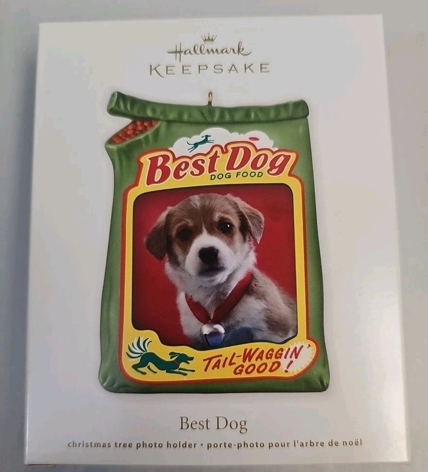 2012 Hallmark Best Dog Photo Holder Keepsake Ornament Dog Food Bag BRAND NEW HTF