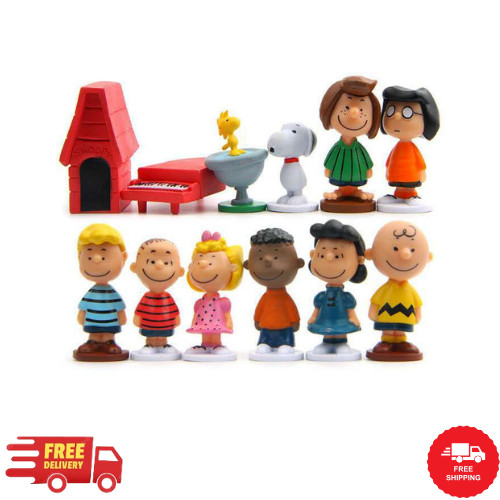 Peanuts Charlie Brown Snoopy Playset 12 Figure Cake Topper Usa Toy Set