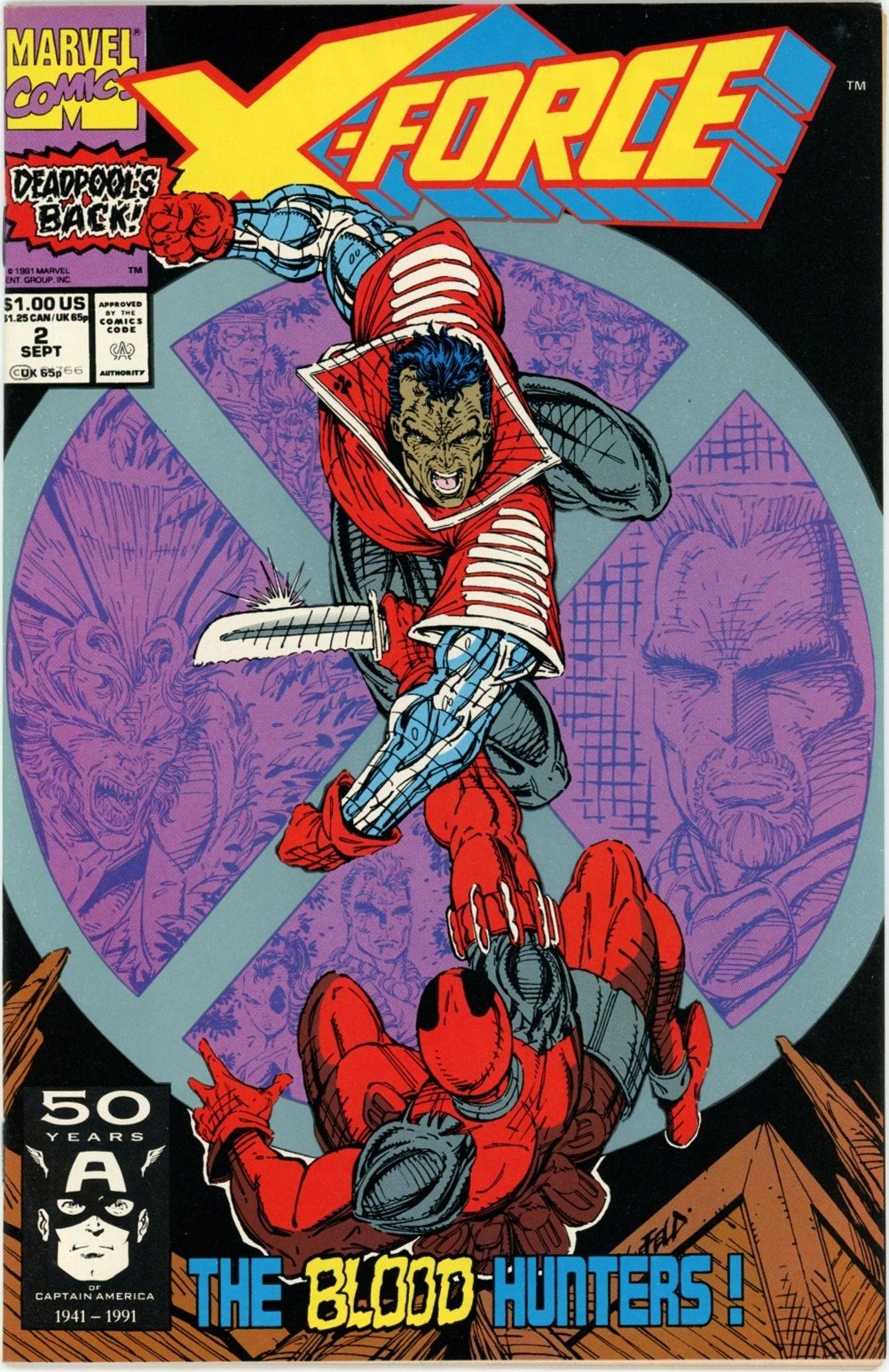 X-Force #2 1991 Marvel Comics NM- Comic Book 2nd App Deadpool Direct
