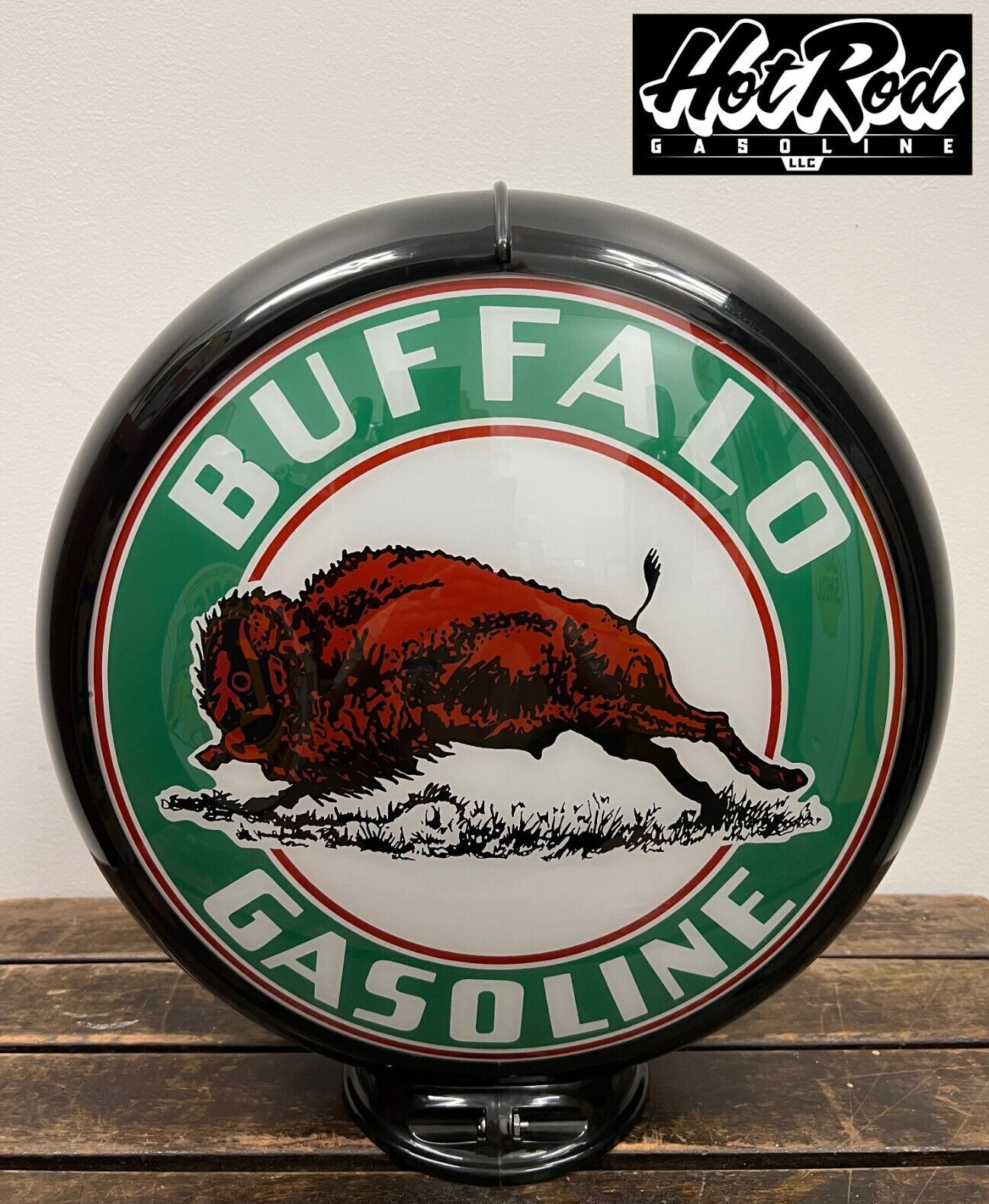 BUFFALO GASOLINE Reproduction 13.5″ Gas Pump Globe – (Black Body)