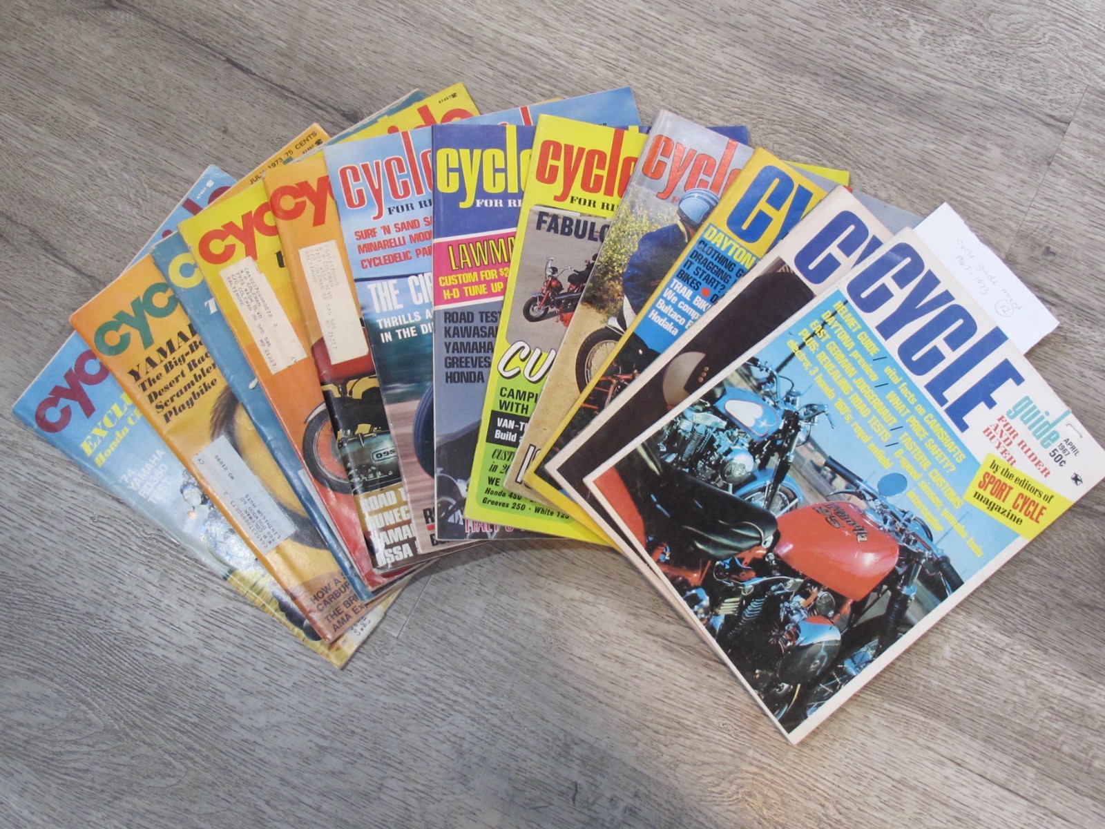 MIXED LOT 1967-1973 Cycle GUIDE Magazine Vintage Motorcycle Racing 12 Issue Lot