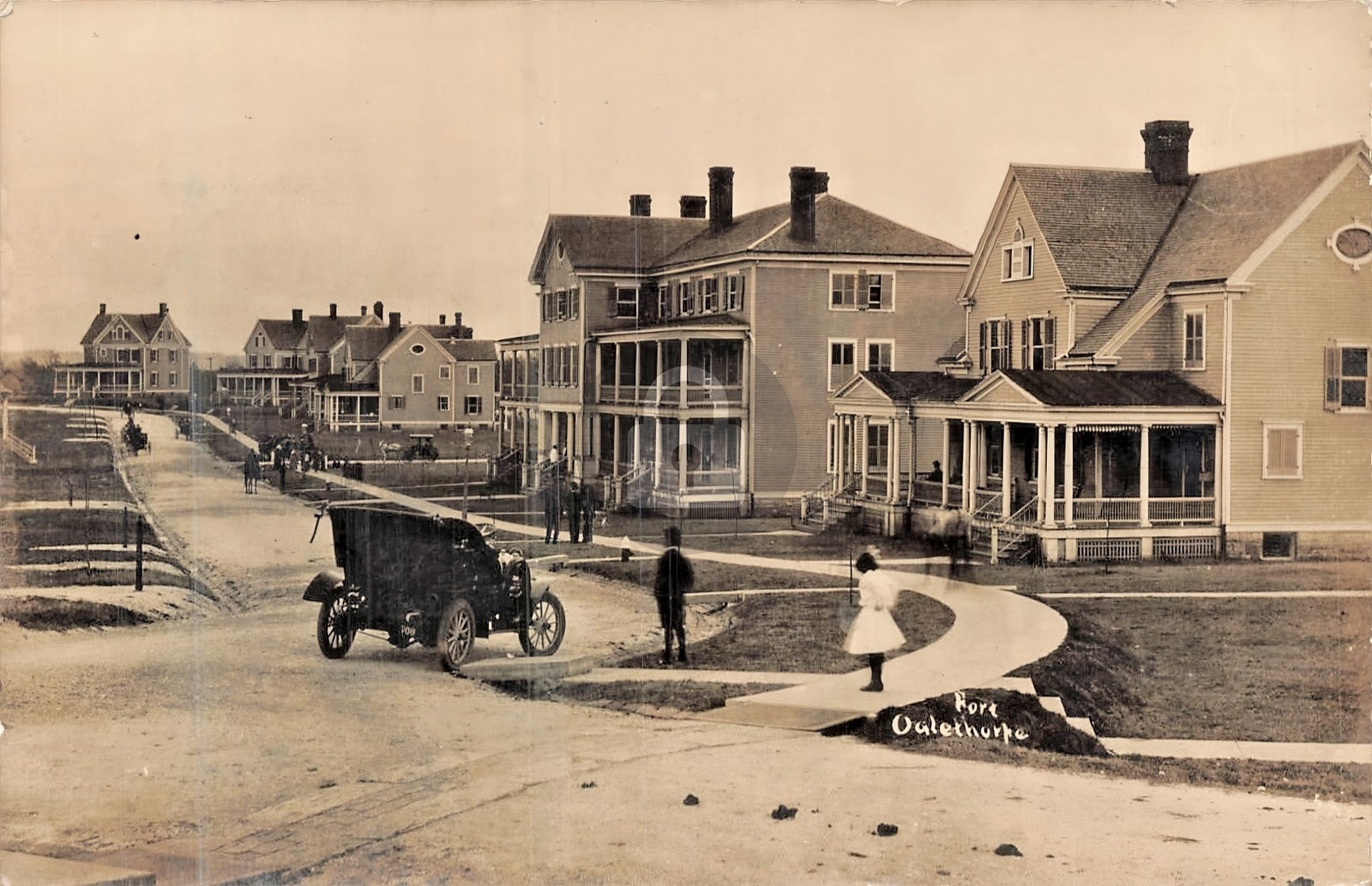 Fort Oglethorpe Georgia GA Buildings & Automobiles 1908 RPPC Photo Postcard COPY