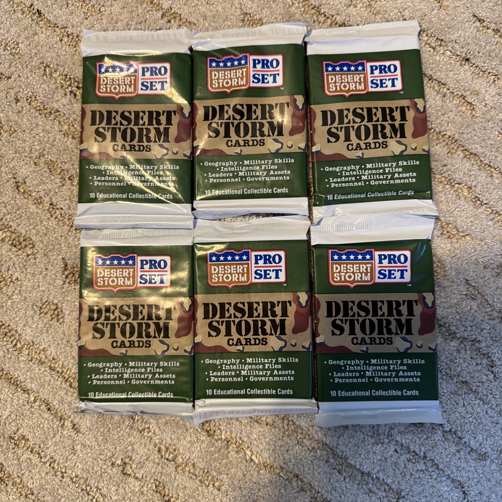 1991 Pro Set Desert Storm Trading Card (6) Six Packs 60 Cards Total -War History