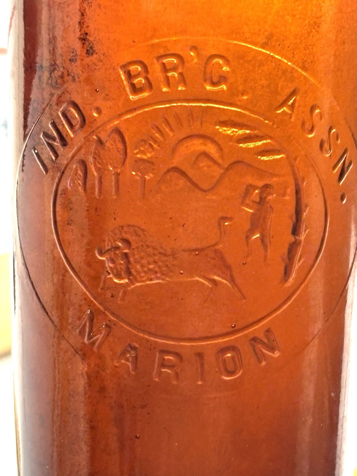 Marion Indiana Brewing Association Beer Bottle Amber Glass Blob Top *Uncleaned