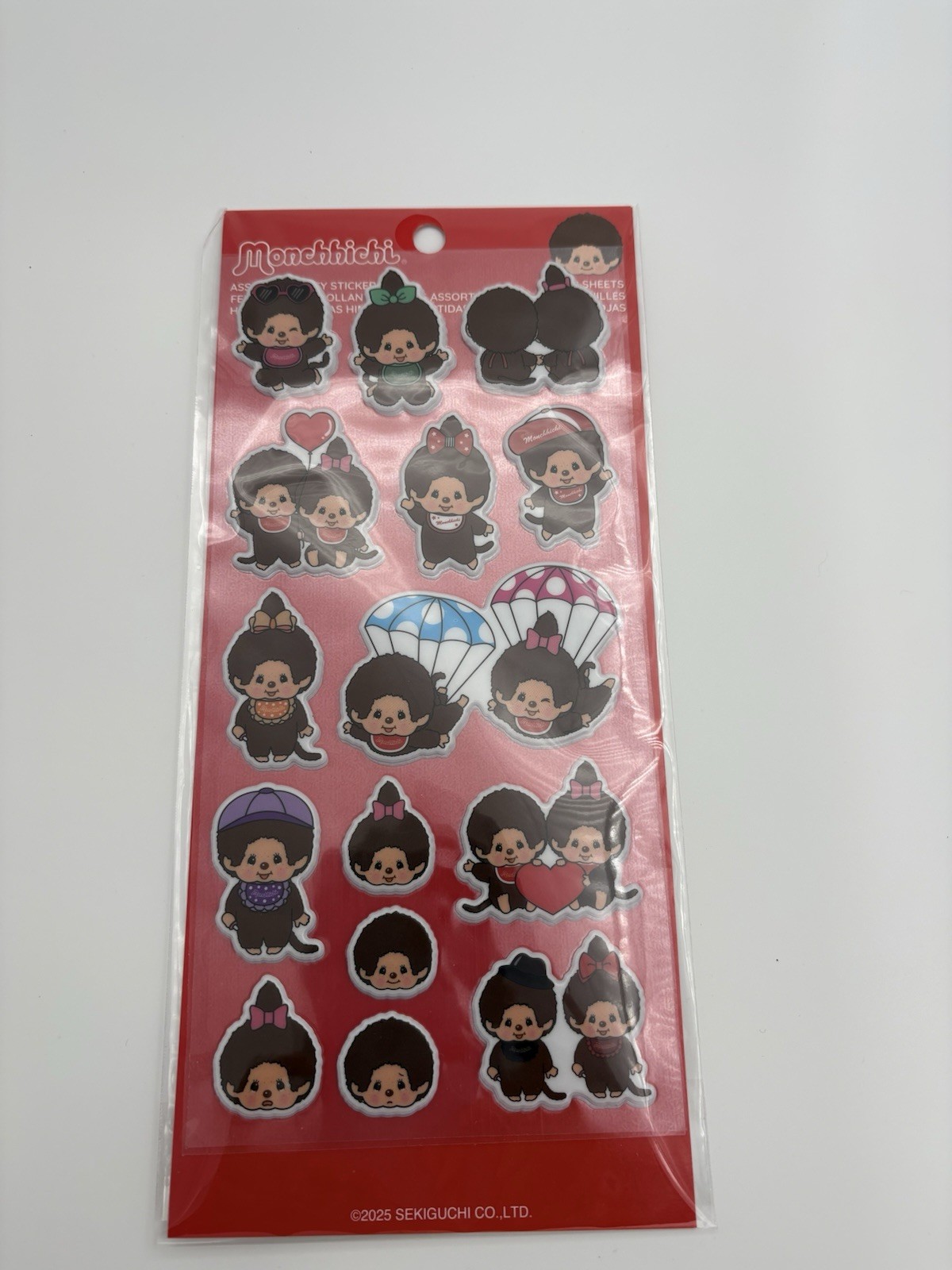 2 Puffy Sheets- Sekiguchi Monchhichi Boy/Girl Assorted Puffy Stickers