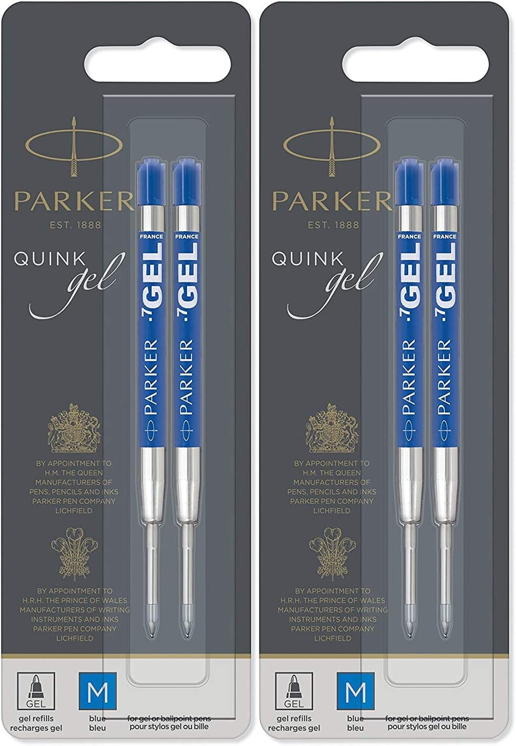 Quink Refill Ink for Ballpoint Ball Pens, Medium Point, Blue Ink, 4-Total Refill