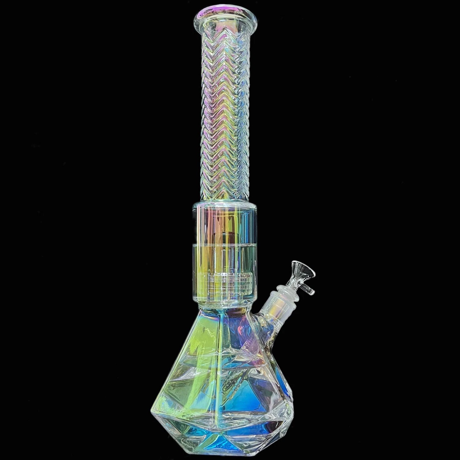 15” Glass Bong Large Capacity Polygon Water Pipe Thick Smoking Hookah 14mm Bowl