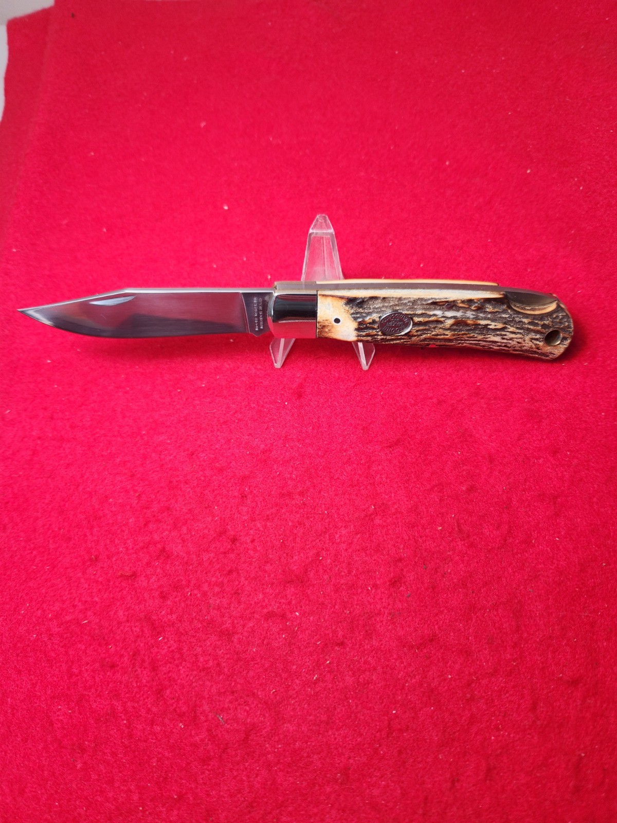 Moore Maker USA 6106 LB Single Blade Lockback Large Trapper Knife Genuine Stag