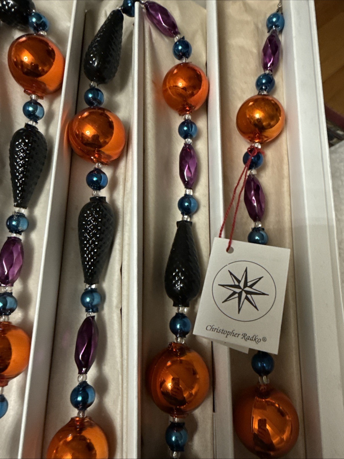 CHRISTOPHER RADKO ~ 70″ JET ELEGANCE Garland – BLACK/ORANGE/PURPLE – NIB
