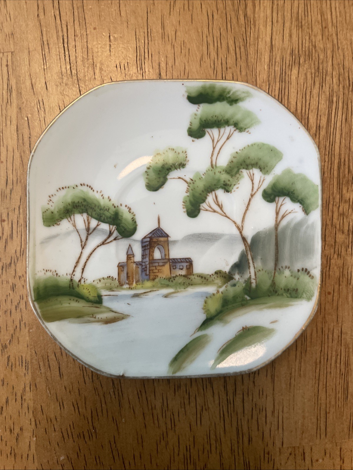 Ardalt Hand-Painted Plate Asian Landscape – Occupied Japan 3.5” X 3.5”