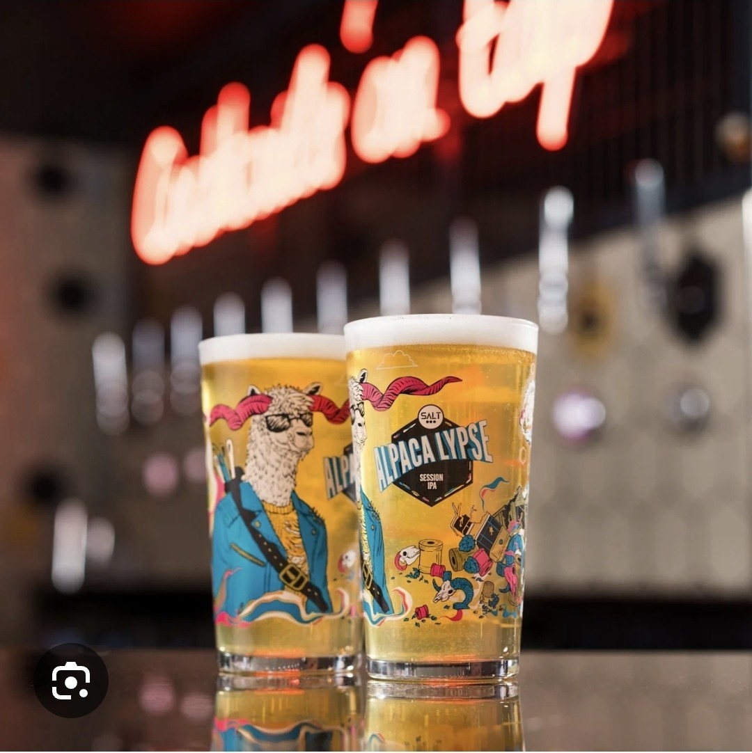 2 x Salt ALPACALYPSE IPA Decorative Pint Glasses 20oz Salt Brewery Brand New Pub