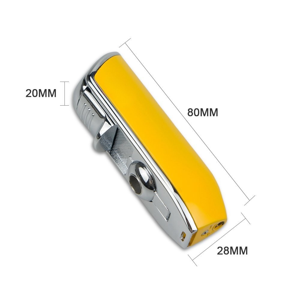 Cigar Cigarette Lighter Triple Jet Flame Torch w/ Punch Refillable Butane No Gas