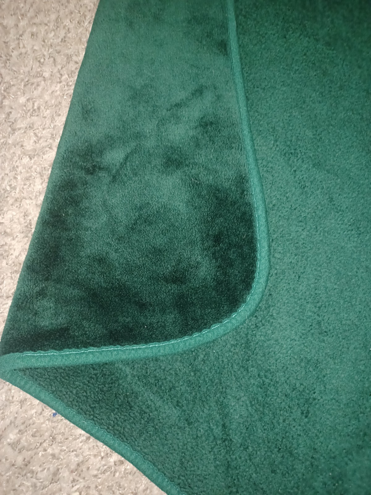 Vintage Novatex Blanket Dark Forest Green Shiny Smooth 50″x 60″ rare EUC