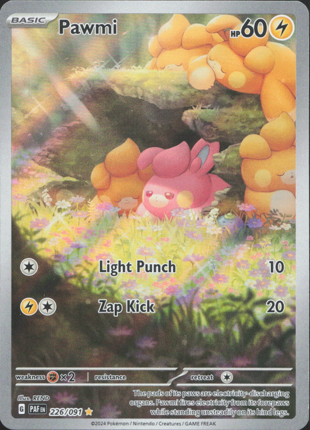 Pawmi 226/091 Illustration Rare Paldean Fates Pokemon Near Mint