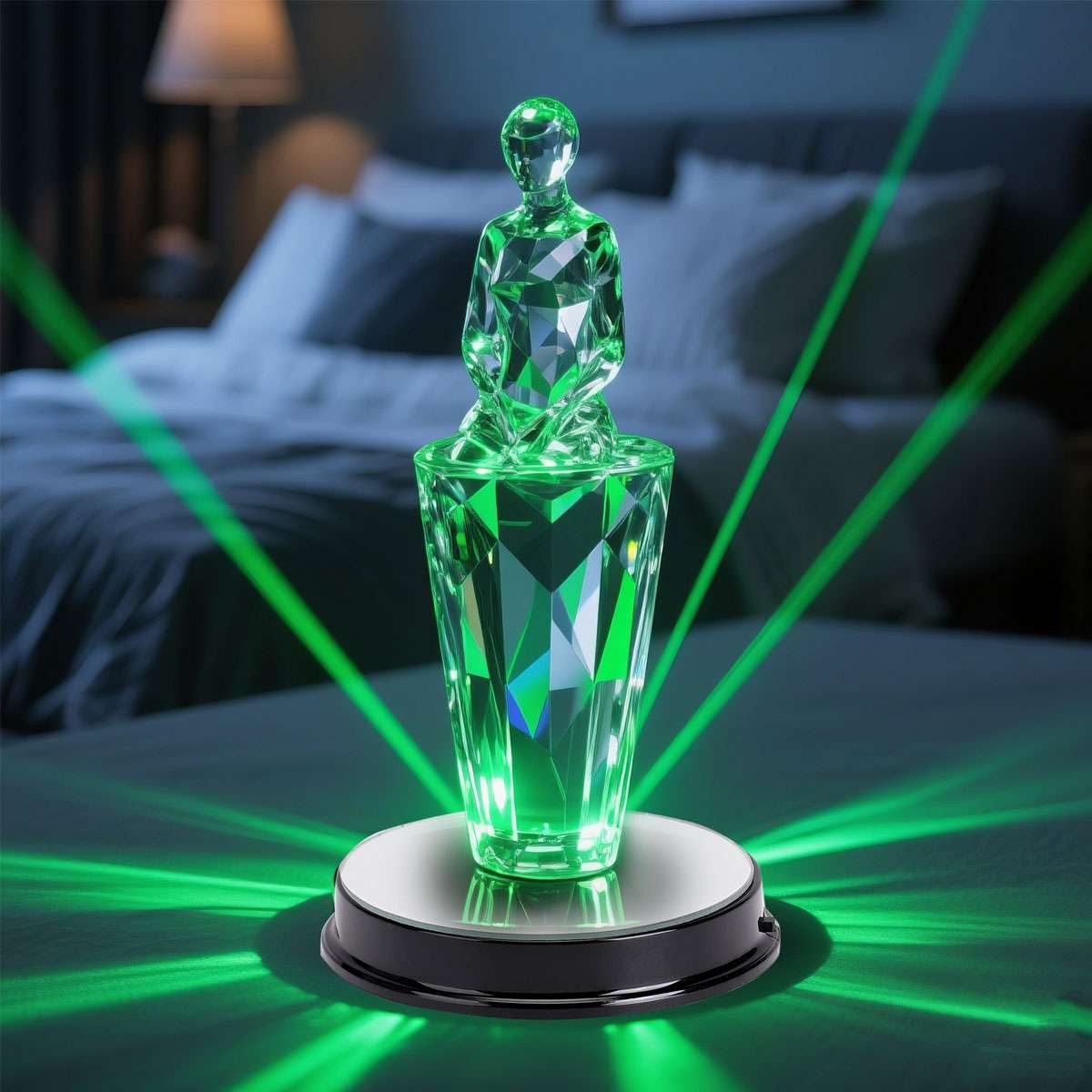 Led Rotating Light Color Changing Glass Crystal Display Base Stand Decoration