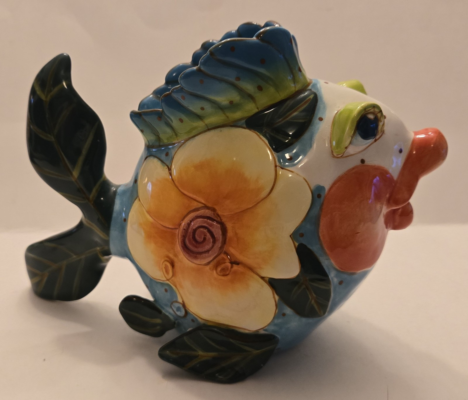 Milk Cream Pitcher Come Dream With Me by Diane Kissing Fish Brightly Colored