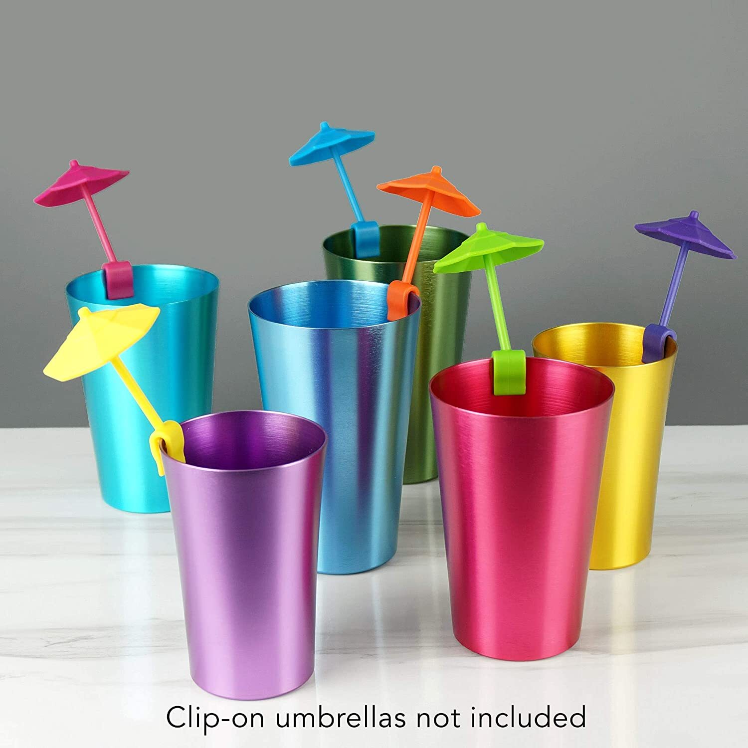 NEW 6 PCS Anodized Aluminum Tumblers Drinking Glasses Vintage Retro Metal Cup