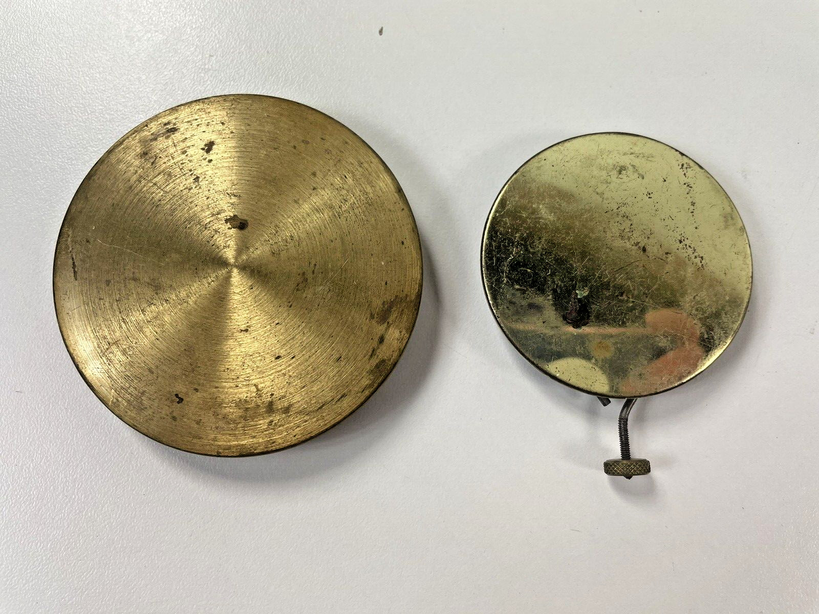 Lot of 2 Mantle Clock Pendulums Bobs Weight 1.5 oz & 3.4oz Parts for Repair