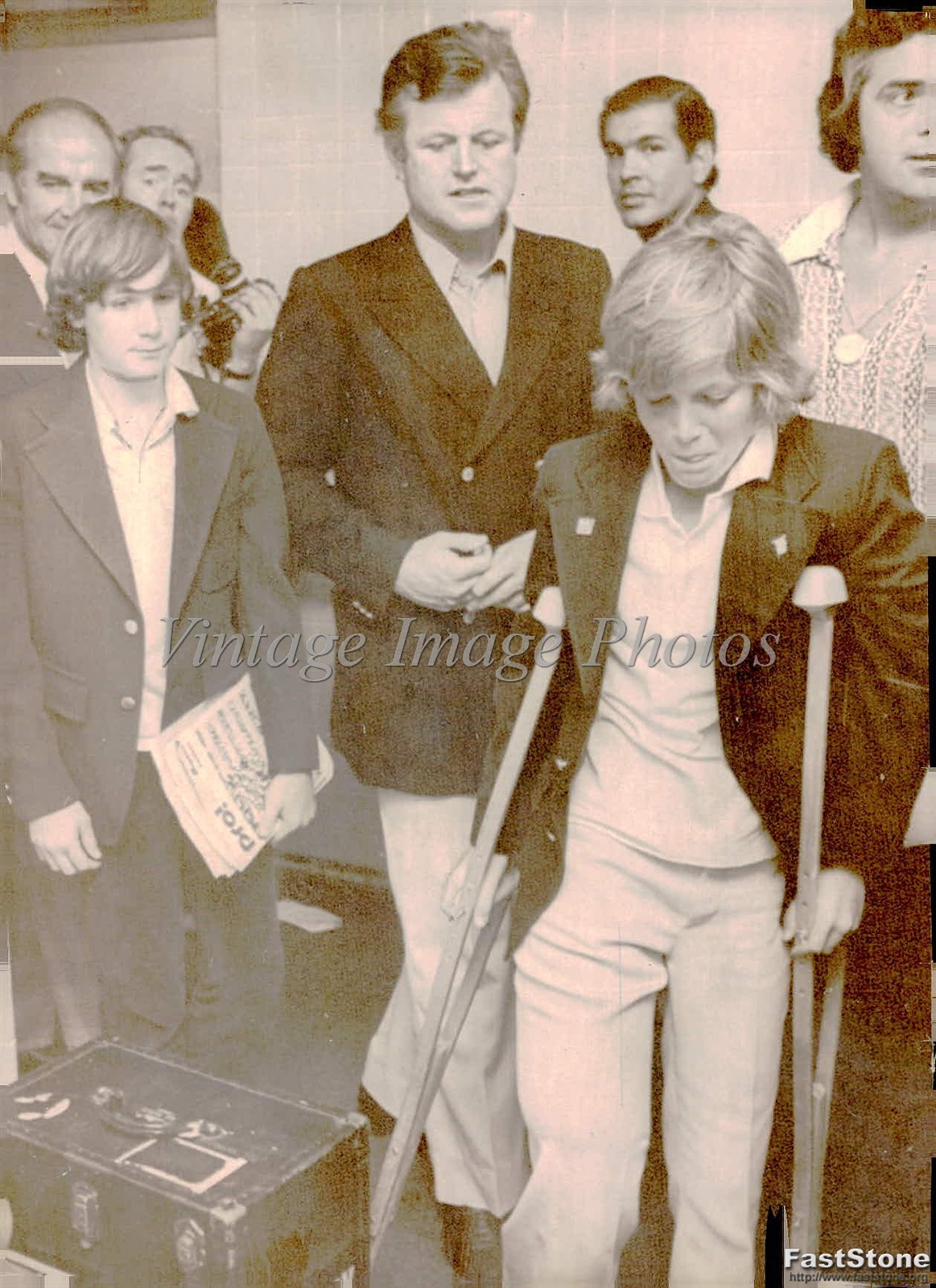 1974 Ted Kennedy Senator Son George Mcgovern Miami Press Vintage Photo 6×8