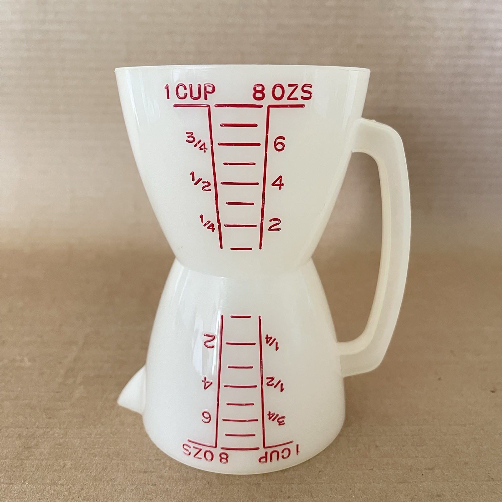 Vintage Tupperware Double Measuring Cup 8 oz Wet Dry 2 Sided Hourglass #860