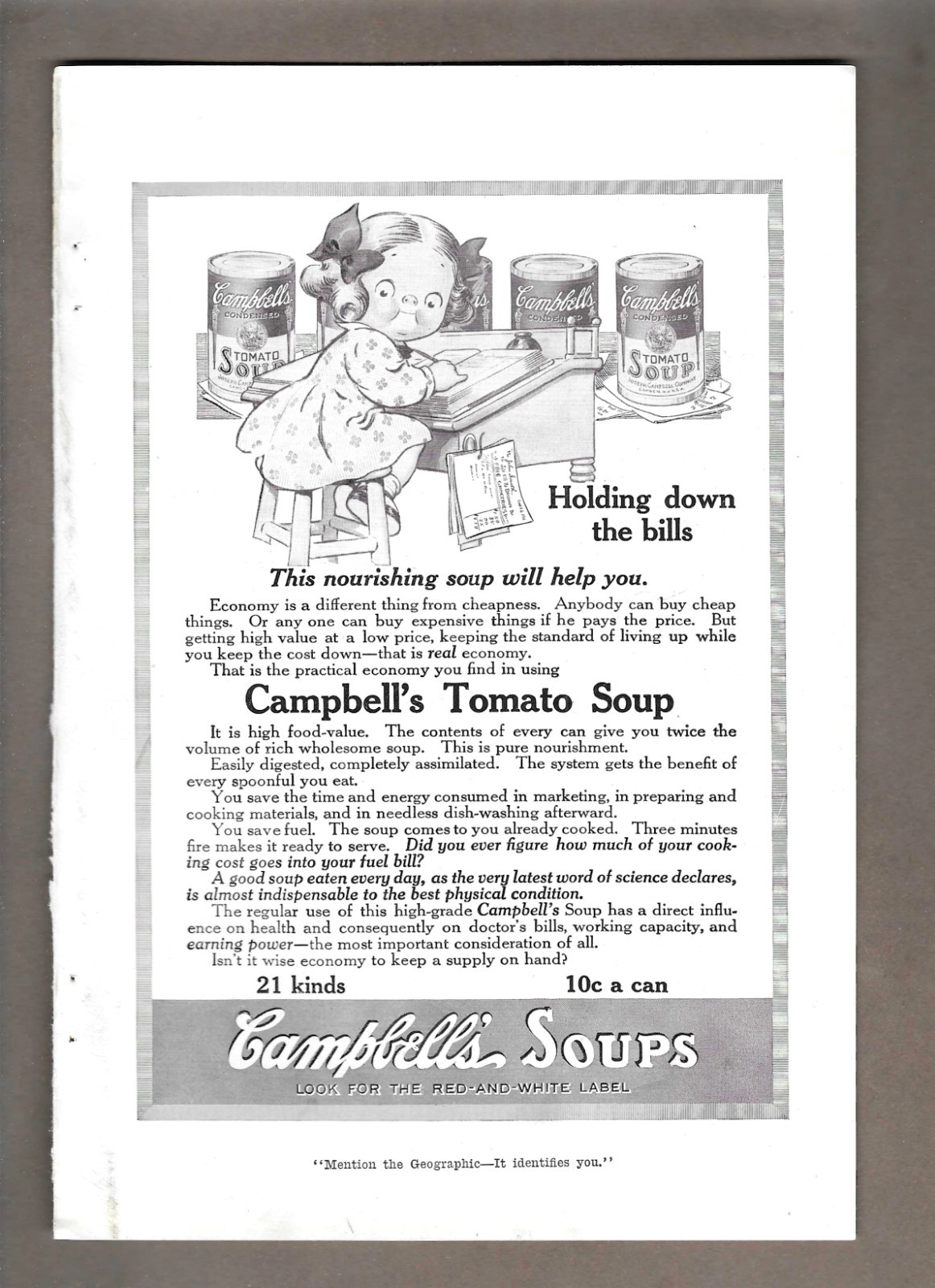 1916 Campbell’s Tomato Soup & Gruen Watch Manufacturing Company Vintage Ads