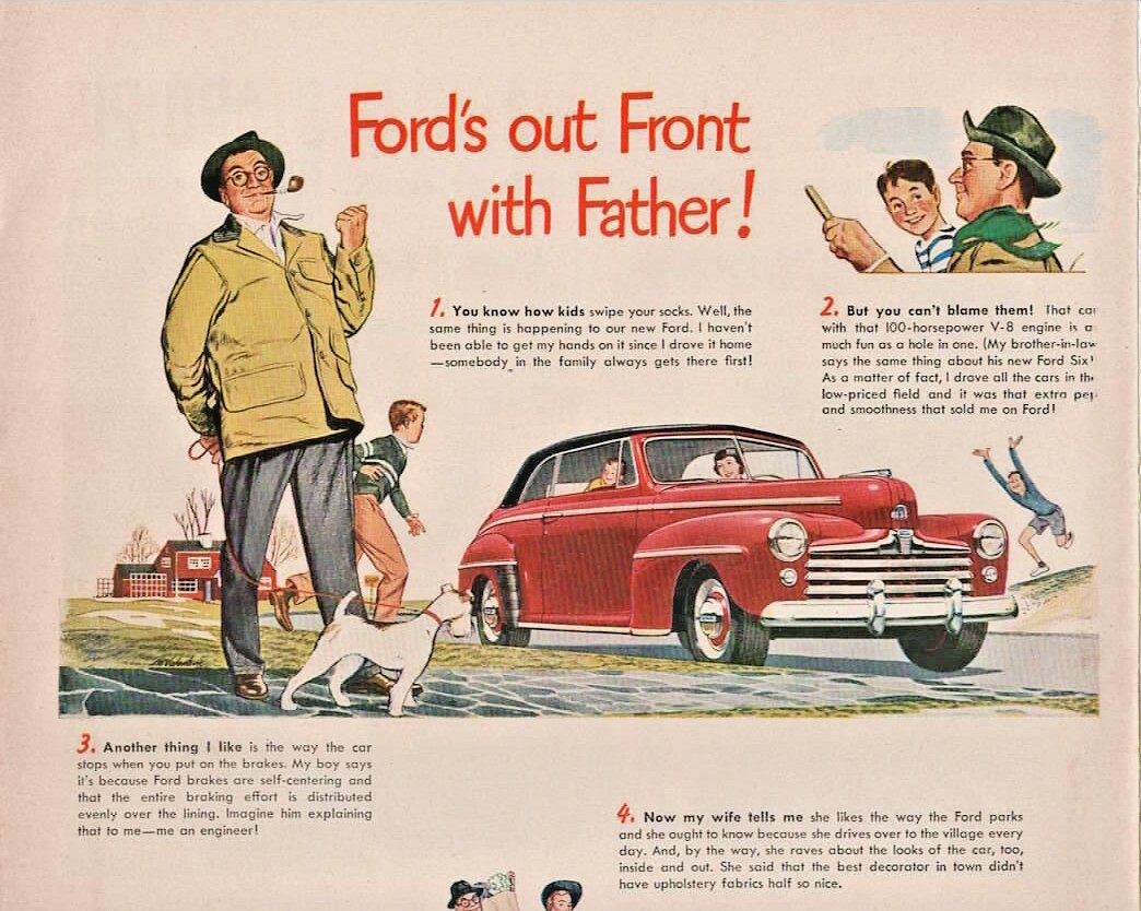 1948 Ford Automobile Vintage Print Ad Ford’s Out Front With Father