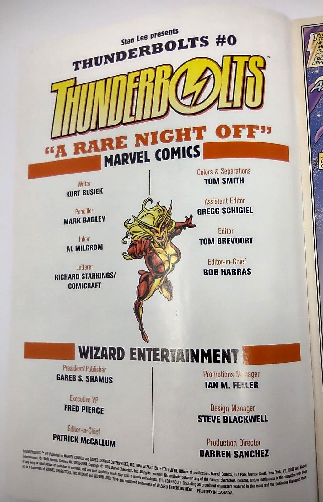 Thunderbolts Issue 0 Marvel Comics 1998