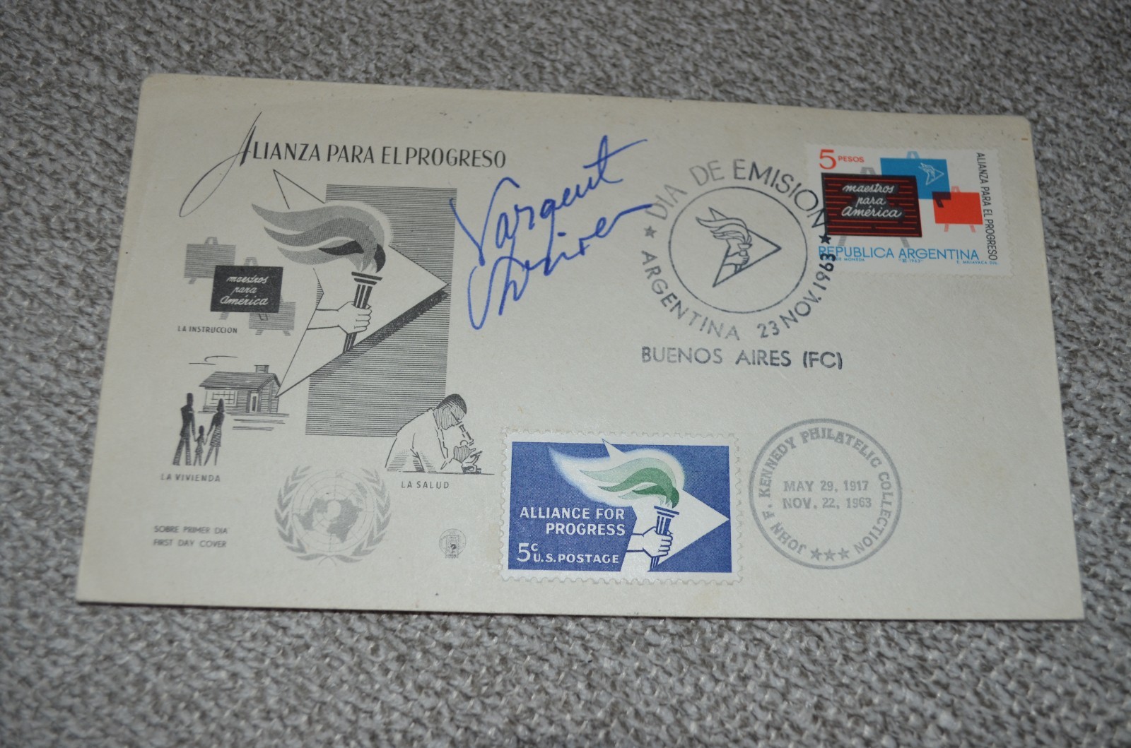 Sargent Shriver signed 1963 FDC, created Head Start, Peace Corps, and more!
