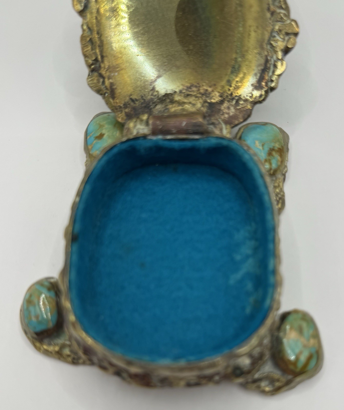 Jack Bryant Turquoise Turtle Sculpture Bronze Cast Southwestern Texas Artist