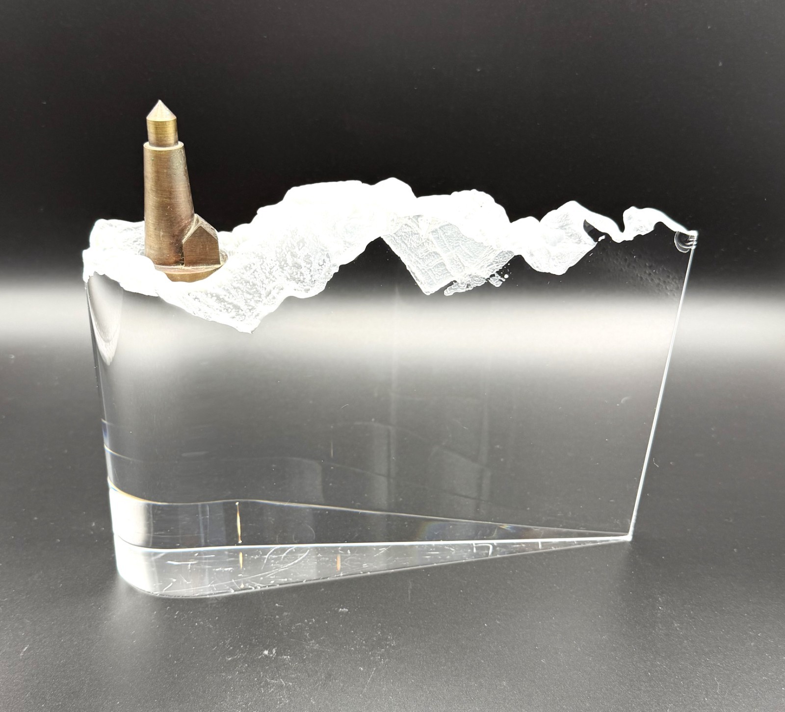 Steuben “Lighthouse” Crystal & Bronze Sculpture by David Dowler – 7.5” – 7.2 lbs