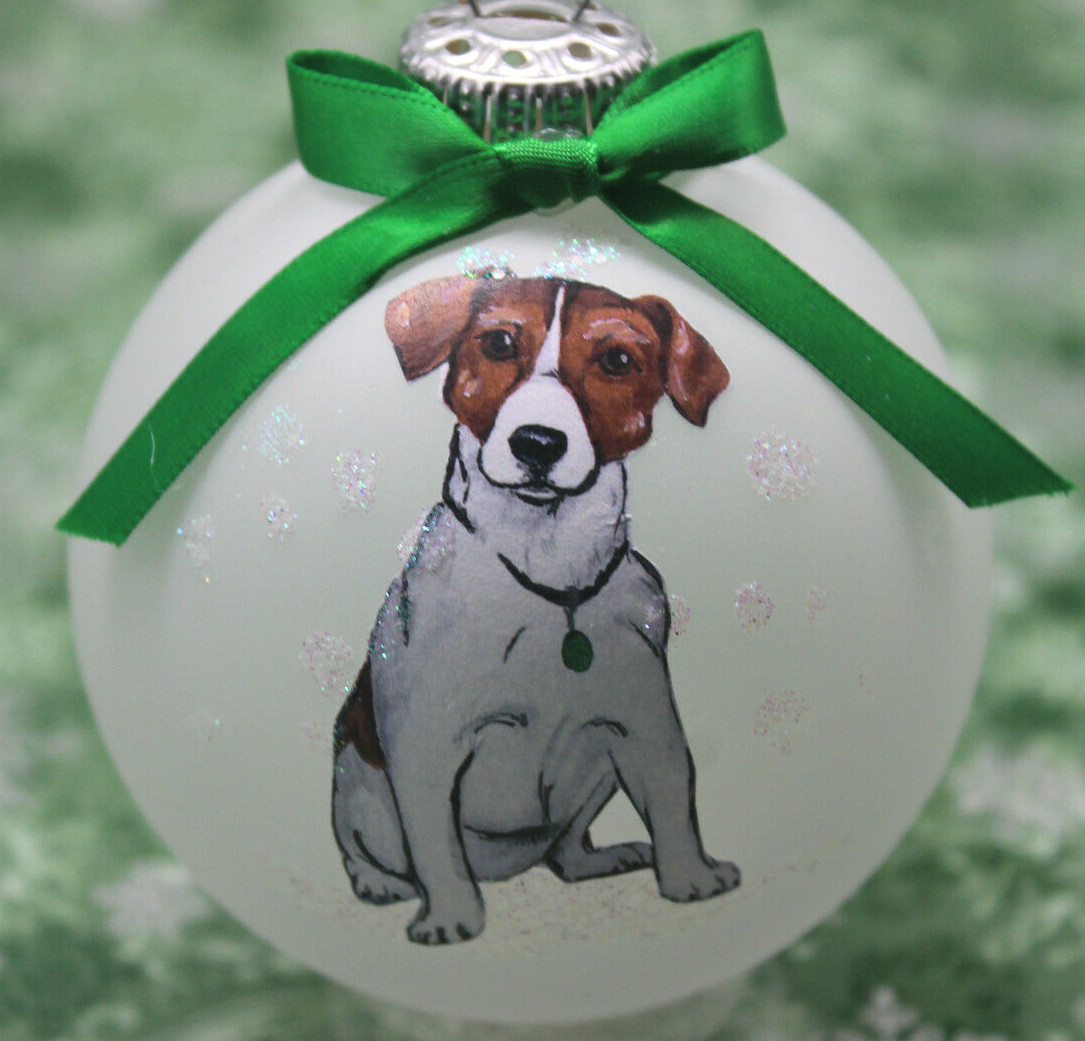 D401 Hand-made Christmas Ornament dog – jack russel terrier – brown and white