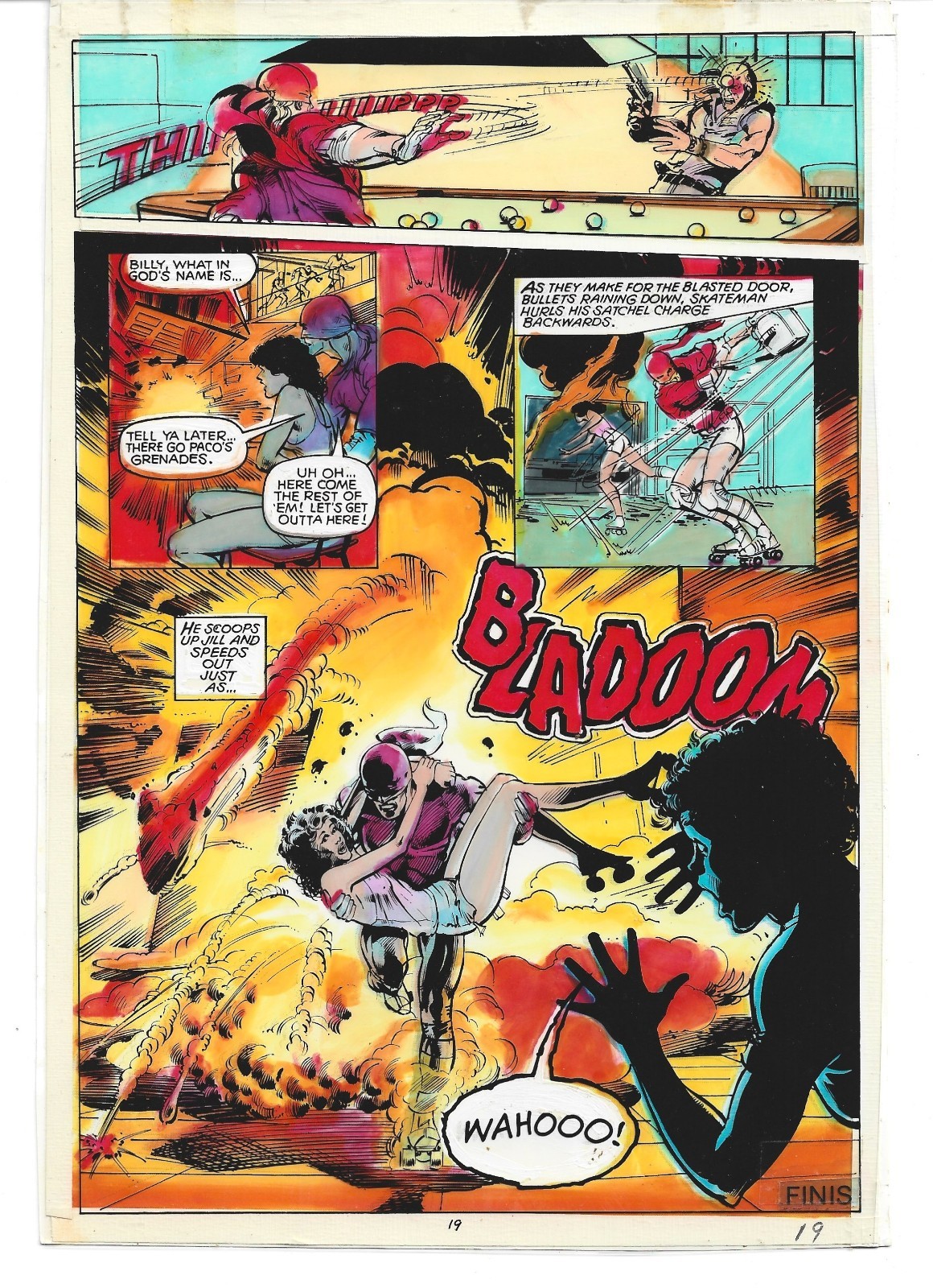 1 of 1 NEAL ADAMS ORIGINAL ART SKATEMAN PAGE 19 COLOR GUIDE + ACETATE LINE ART