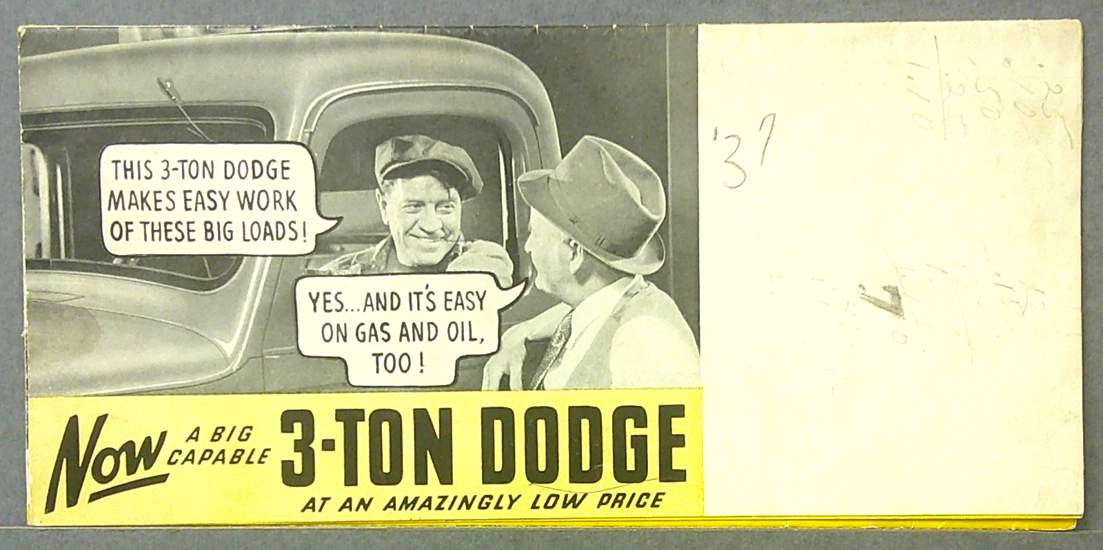 1936 1937 Dodge 3 Ton Truck Sales Folder