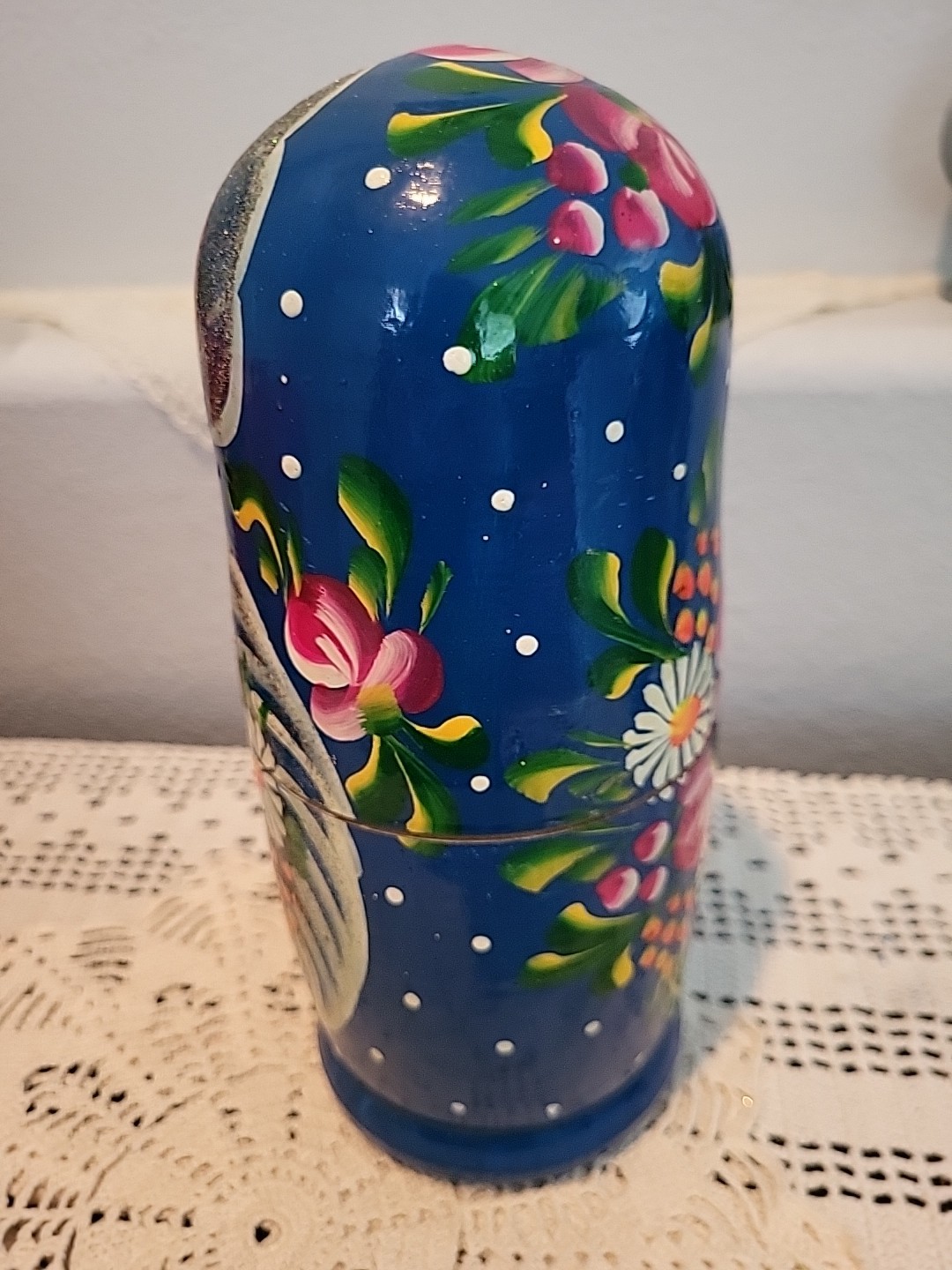 Vrg Russian Nesting Dolls 7pc Set Hand Painted Matryoshka Dolls Glitter Hats 9″
