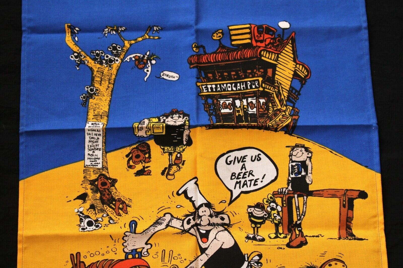 Vintage Ettamogah Pub Queensland Australia Murray Views Aussie BBQ Tea Towel-BR4