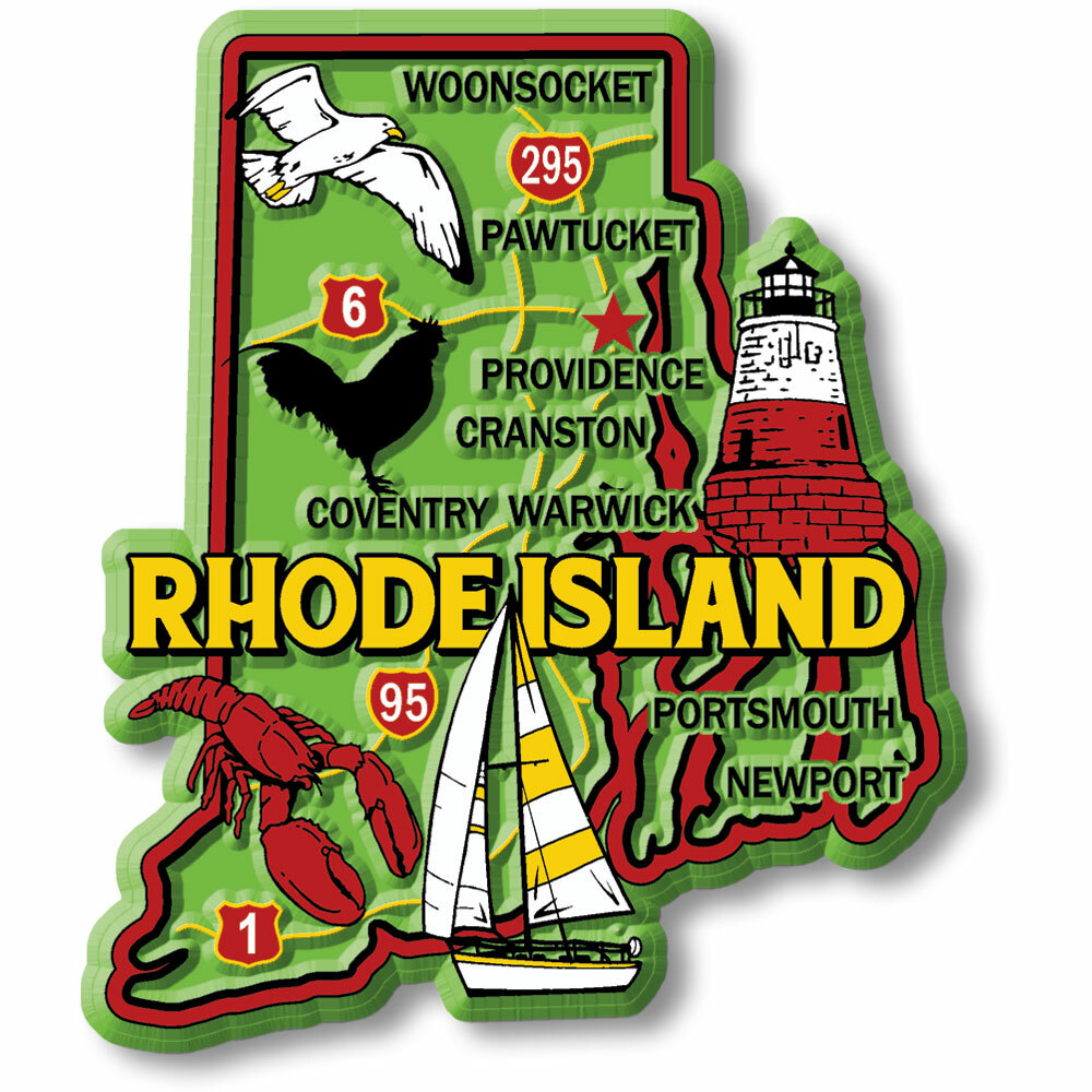 Rhode Island Colorful State Magnet by Classic Magnets, 2.8″ x 3.3″
