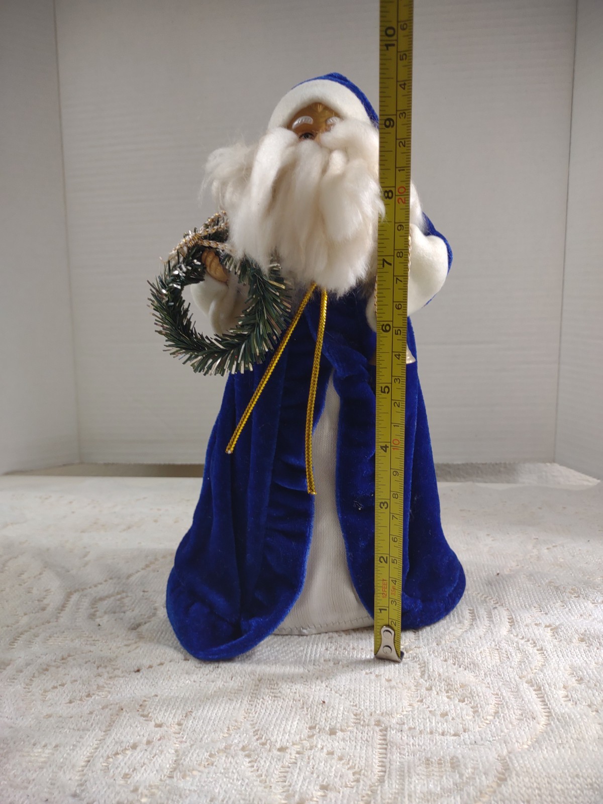 Blue Velvet Robe Wizard Woodland Santa Tree Topper Shelf Sitter Christmas Figure