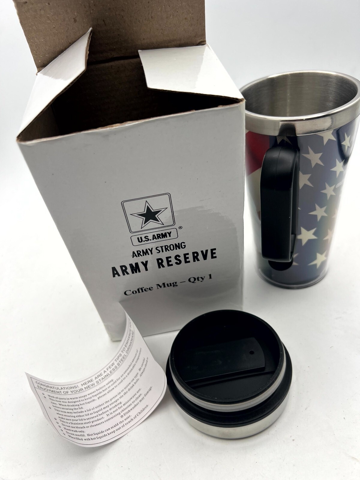 U.S. Army Reserve Coffee Mug Multicolored Snap-Cap Drink Through Lid for Mens