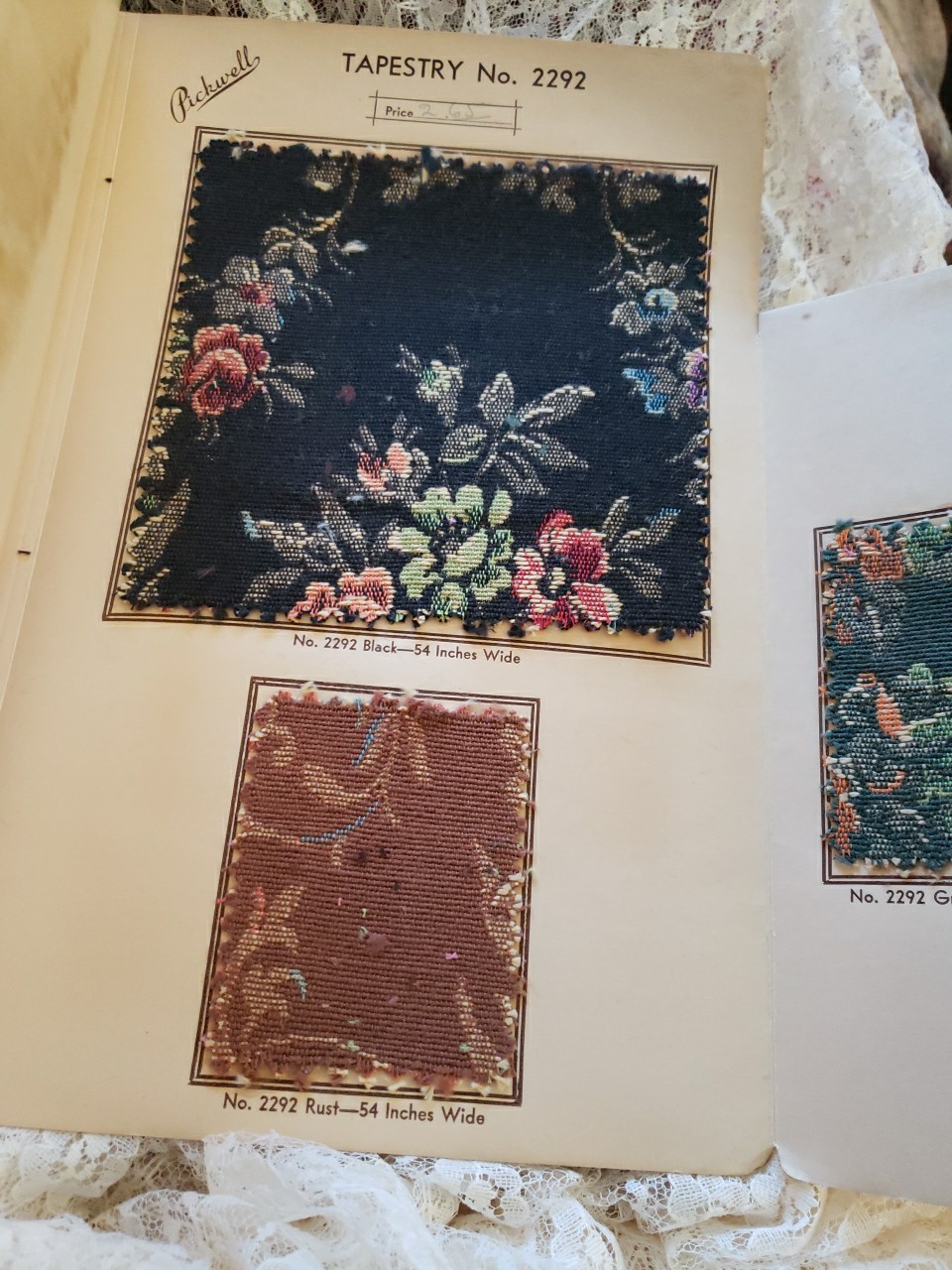 Antique Upholstery Fabrics Sample Book #2, The Pickwell Line, Chicago, Illinois